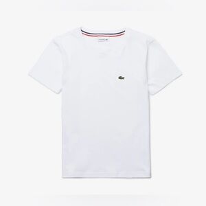 Lacoste Kids Crew Neck Cotton Jersey T-Shirt in White with Green Logo - 12
